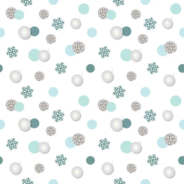 Christmas and new year pattern background with glitter polka dots and snowflakes. Raster