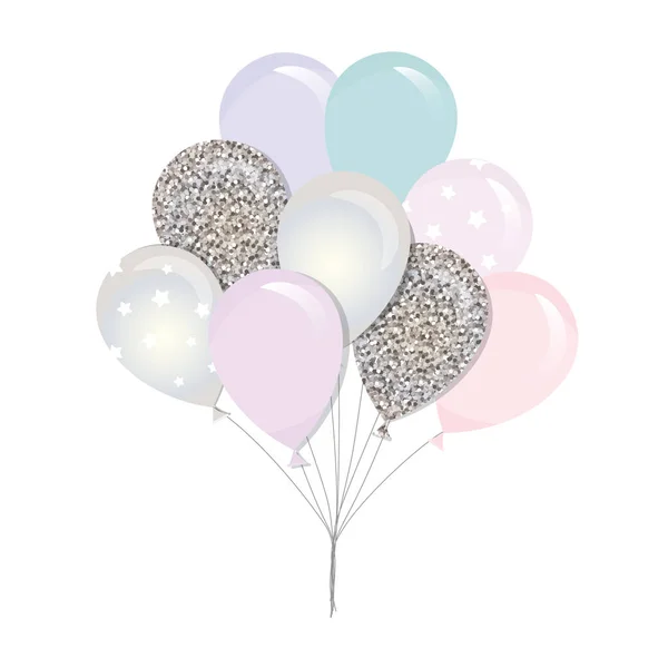 Hochglanzballons. Blumenstrauß für Geburtstag, Babydusche oder Urlaub. — Stockvektor