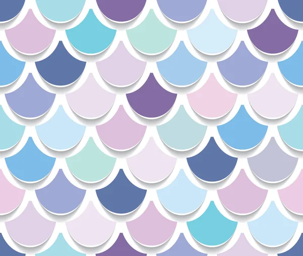 Queue de sirène motif sans couture. Papier découpé fond de peau de poisson. Couleurs rose pastel et violet tendance . — Image vectorielle