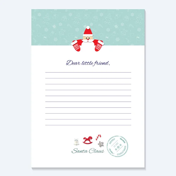 Carta Papá Noel Plantilla Blanco Decorativa Vector — Vector de stock