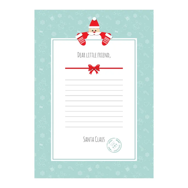 Lettre du Père Noël. Gabarit vierge décoratif A4 . — Image vectorielle
