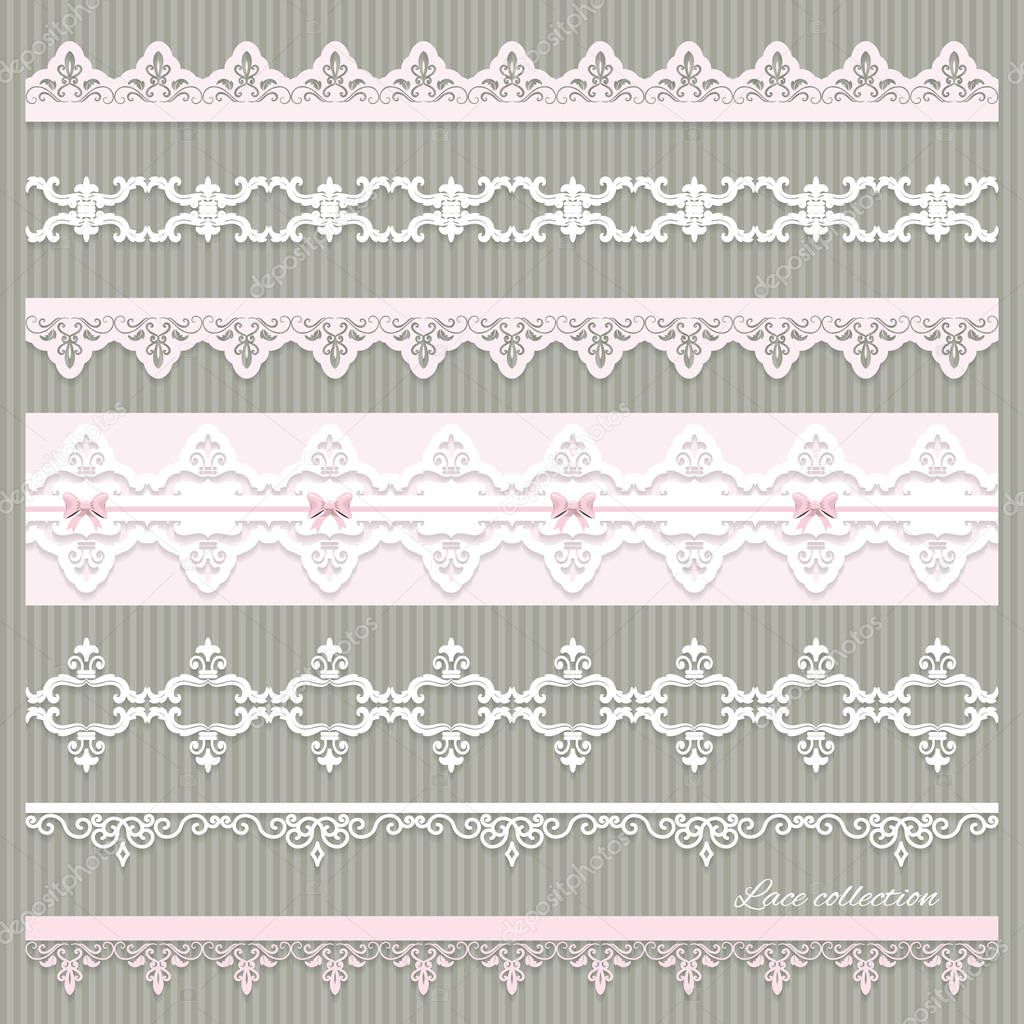 Set of cute straight lace in pastel colors.