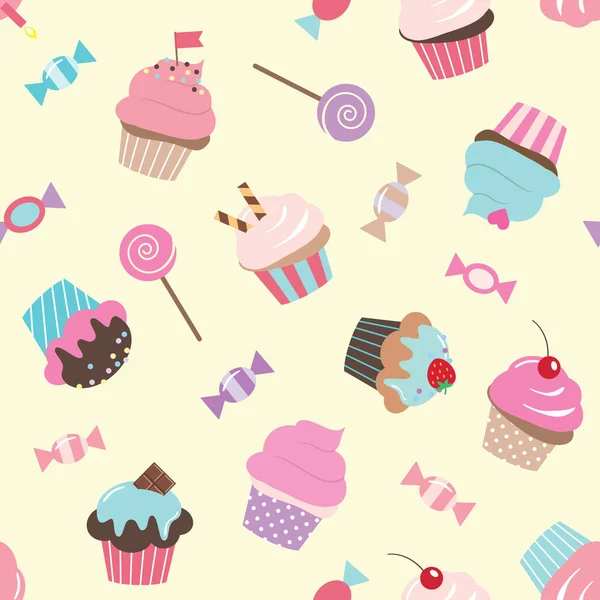 Birthday seamless pattern with sweets. — Stock Vector