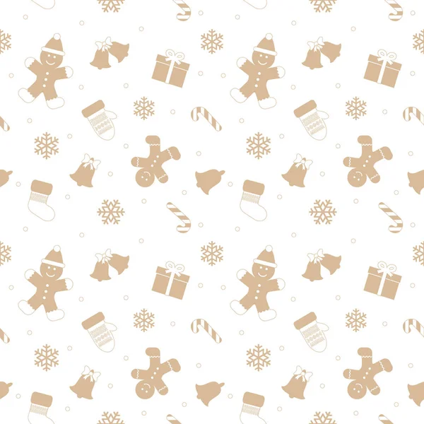 Weihnachten nahtlose Muster mit Lebkuchen Mann. — Stockvektor