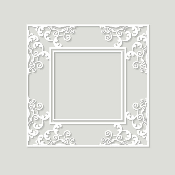 Filigree frame paper cut out. Baroque vintage design.