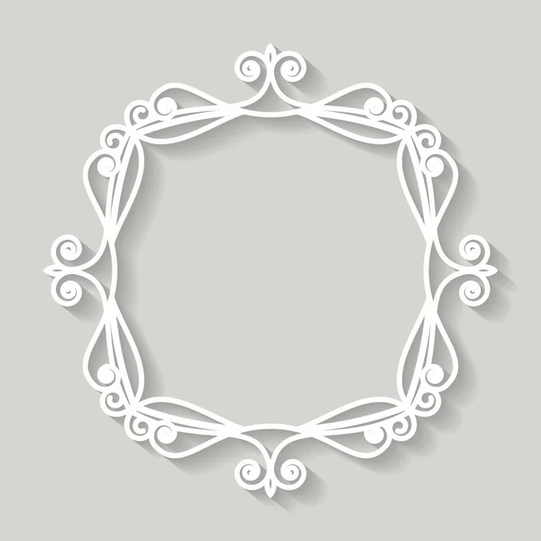 Filigree frame paper cut out. Baroque vintage design. — Stock Vector