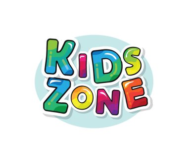 Çocuk bölgesi parlak renkli yazıt. Karikatür kağıt harfleri kesip. Vektör.