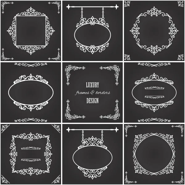 Luxury frames and signboards on chalkboard. — Stock Vector