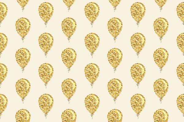 Balões de brilho de ouro sem costura fundo padrão. Para o aniversário, projeto do chuveiro do bebê. raster — Fotografia de Stock