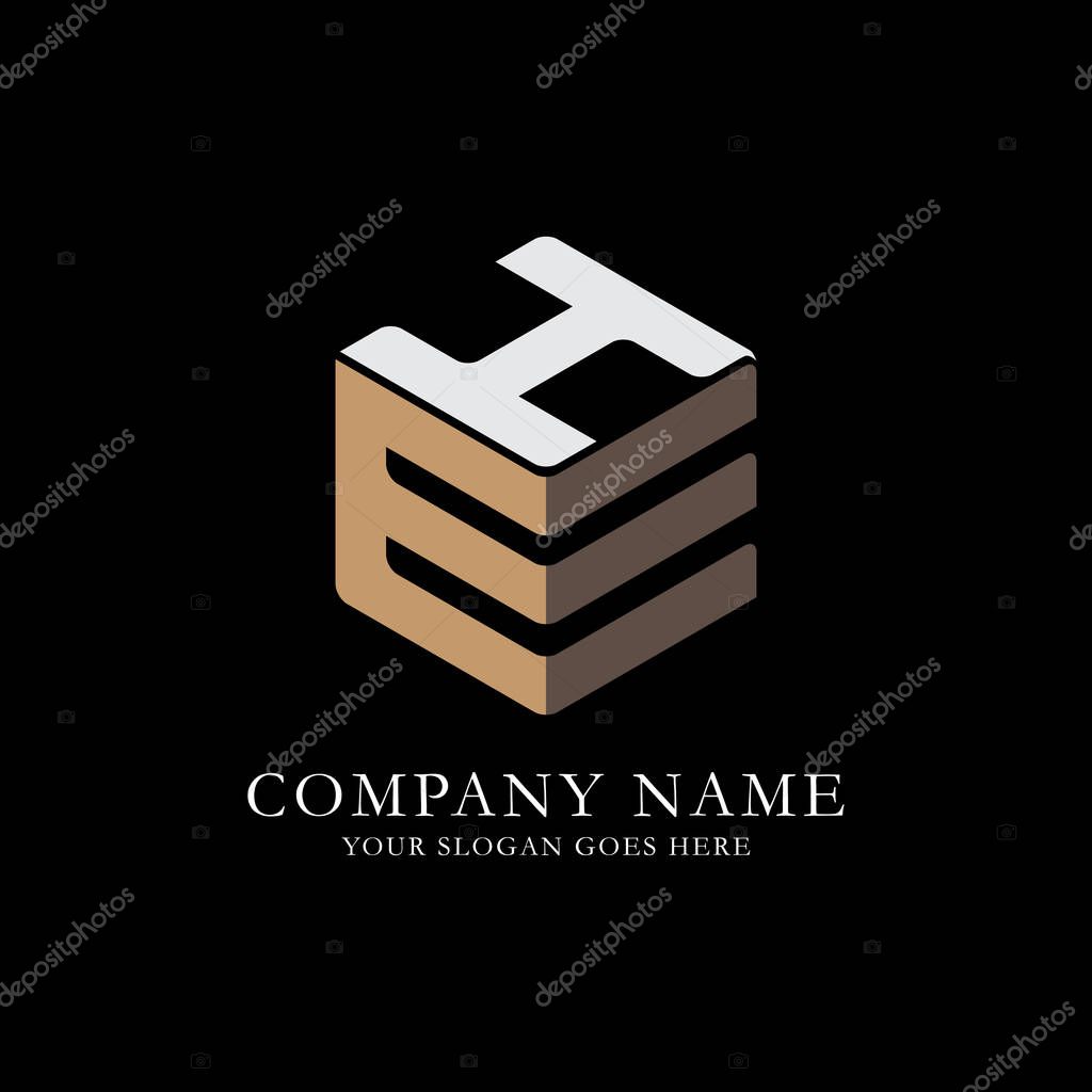 EH initial letter Logo Inspiration, E and H combination logo vector with hexagonal idea
