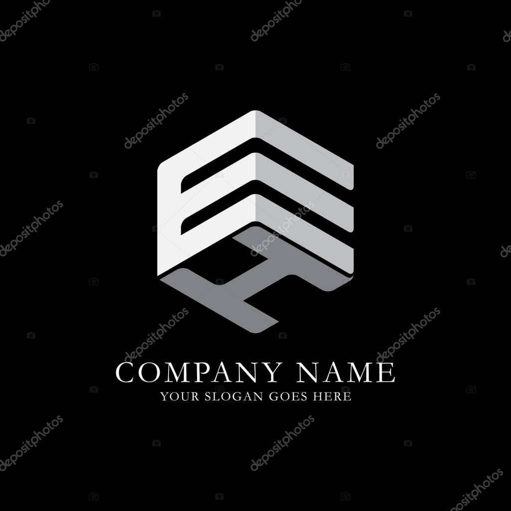 EH initial letter Logo Inspiration, E and H combination logo vector with hexagonal idea