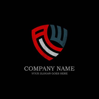 İlk Aw harf logosu İlham, vintage kalkan logo tasarım şablonu