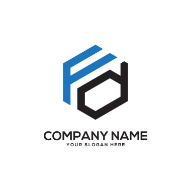 Fd ilk Logo tasarım ilham, altıgen logo vektör, mektup logo tasarımları