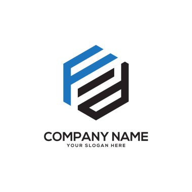 Fd ilk Logo tasarım ilham, altıgen logo vektör, mektup logo tasarımları