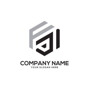 Fj ilk Logo tasarım ilham, altıgen logo vektör, mektup logo tasarımları