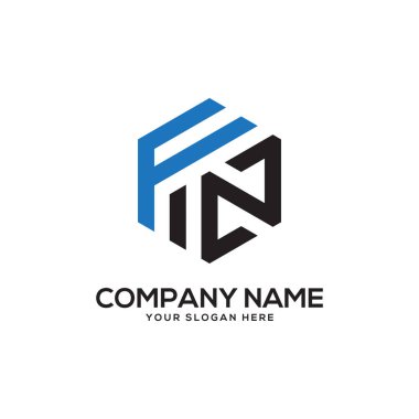 Fn ilk Logo tasarım ilham, altıgen logo vektör, mektup logo tasarımları