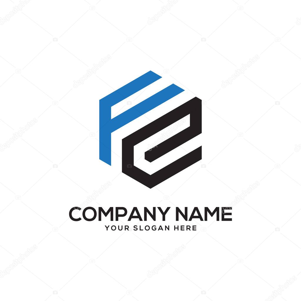 FE initial Logo design inspirations, hexagonal logo vector, letter logo designs