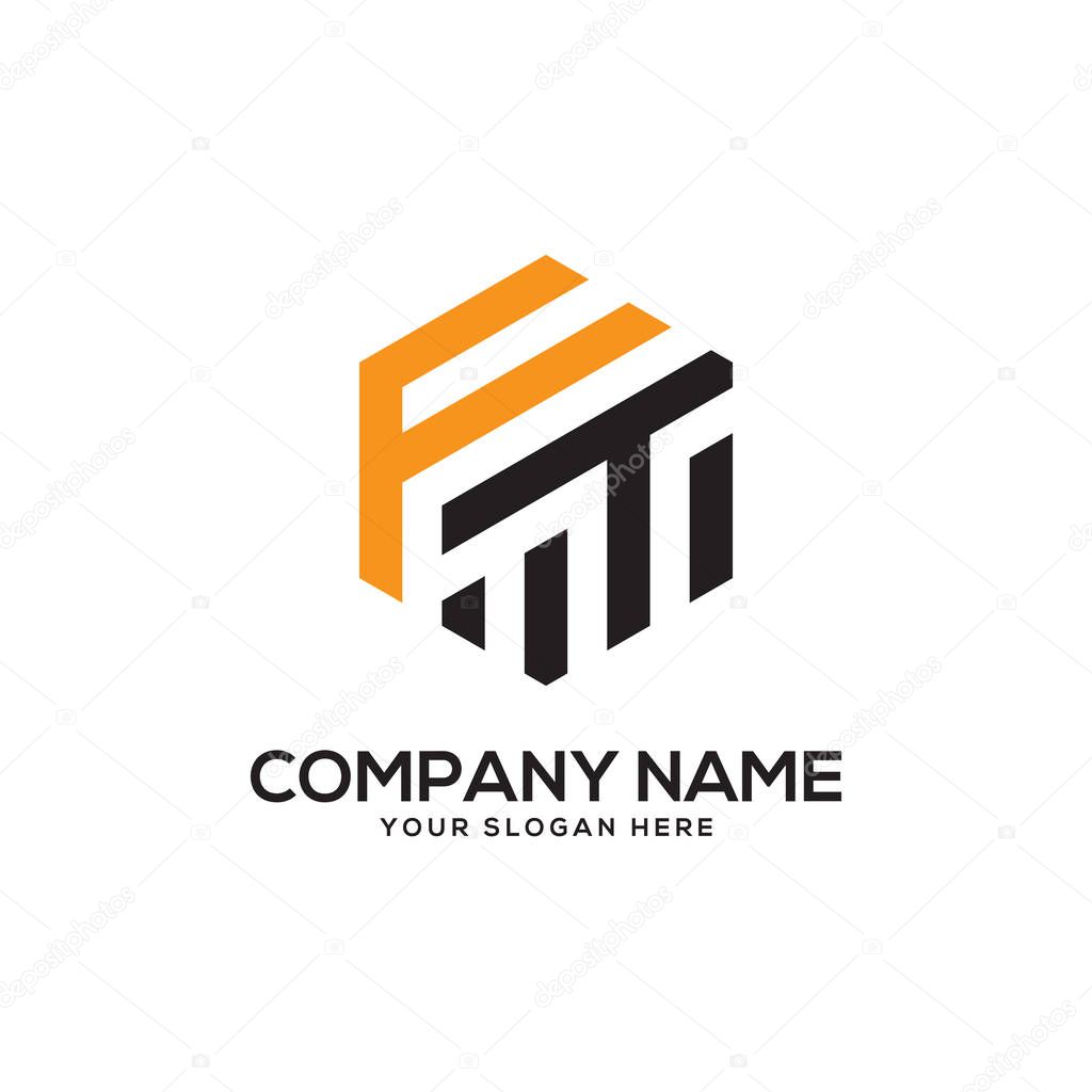 FT initial Logo design inspirations, hexagonal logo vector, letter logo designs