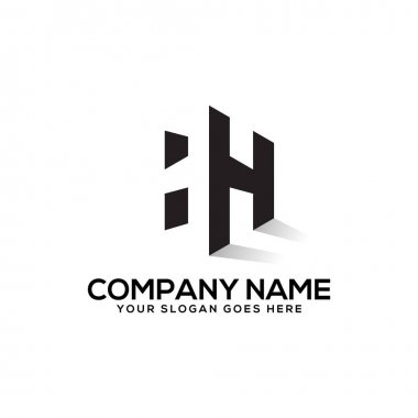 Hh ilk logo ilham, negatif alan logo tasarımı, H ve H yaratıcı logo vektör