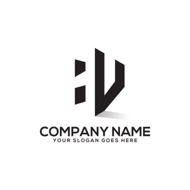 Hv ilk logo ilham, negatif alan logo tasarımı, H ve V yaratıcı logo vektör