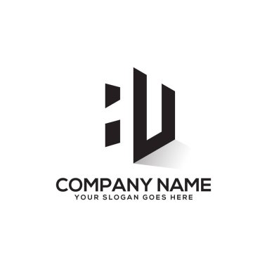Hu ilk logo ilham, negatif alan logo tasarımı, H ve U yaratıcı logo vektör