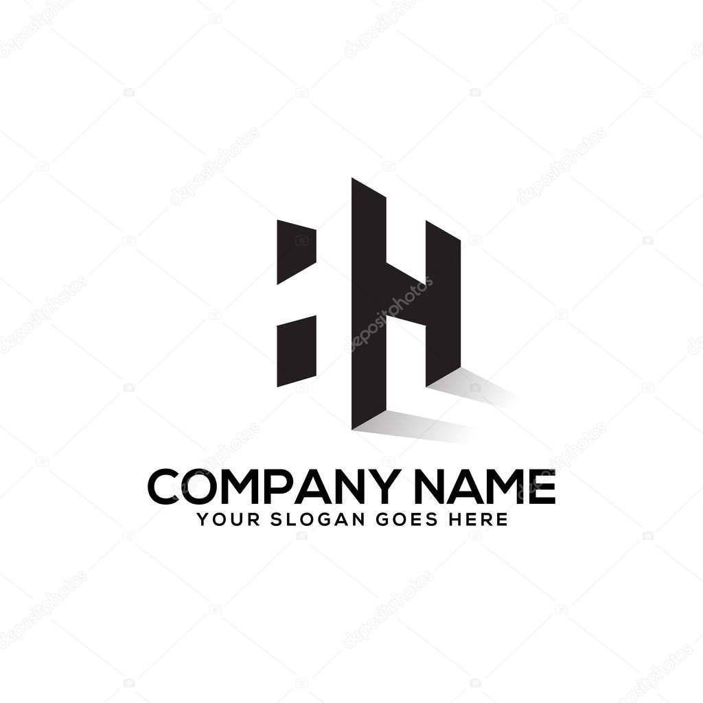 HH initial logo inspiration, negative space logo design, H and H creative logo vector