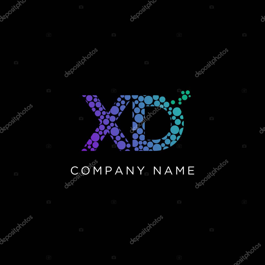 XD initial logo designs, bubble logo creative with gradients colors can used identity name or brands