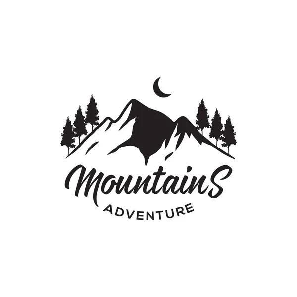 Montaña aventura retro hipsters logo design, outdoor logo template — Vector de stock