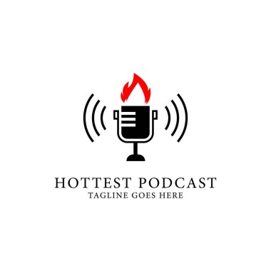 En sıcak podcast şov logo tasarımı, podcast radyo şovu logo şablonu Vektörü