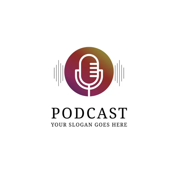 Creatieve Podcast Mic Logo Design Template Digitale Audio Show Logo — Stockvector