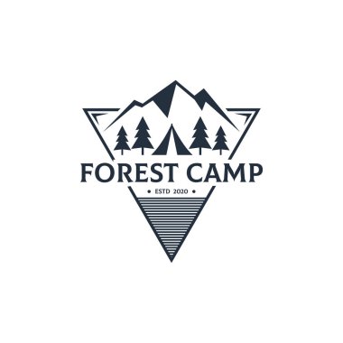 Creative Forest Camp Outdoor logo tasarım vektörü, spor ve eğlence logosu için en iyisi vs.