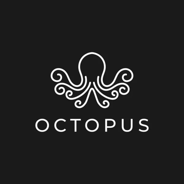 Plantilla Diseño Logotipo Octopus Con Estilo Línea Arte Pulpo Creativo — Vector de stock
