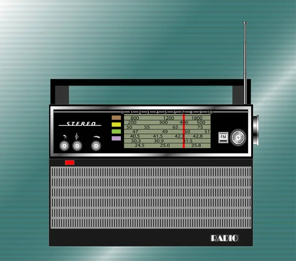 Penerima radio hitam tua - Stok Vektor