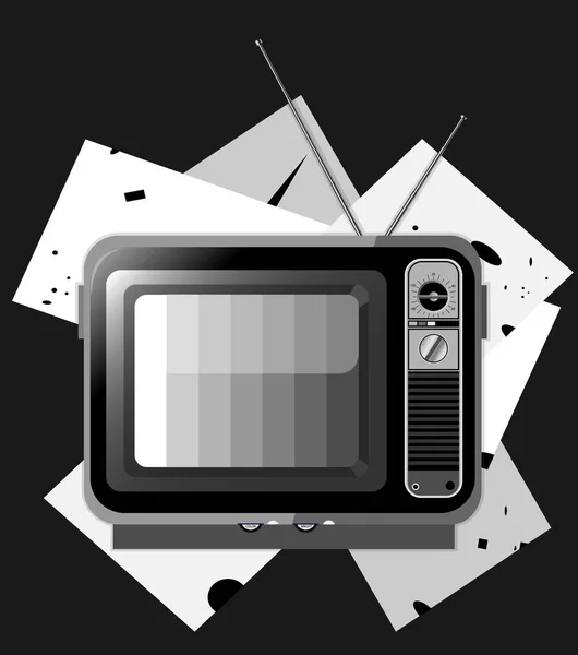 Preto e branco tv — Vetor de Stock