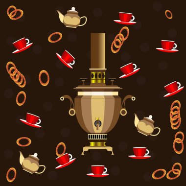 Çay ve simit semaver bardak çay için