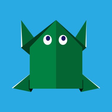 Origami kağıt yeşil kurbağa