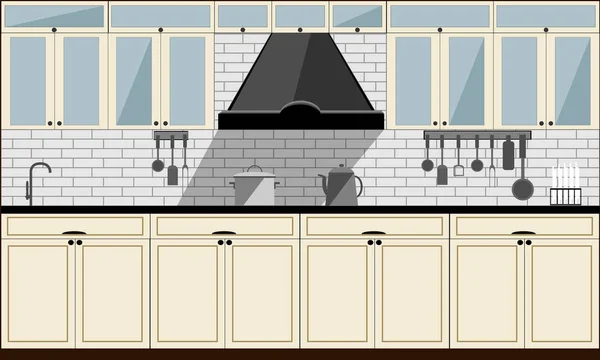 Cocina. Ilustración de vector de estilo plano — Vector de stock