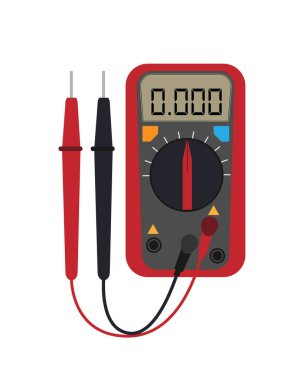Dijital multimetre. Elektrikli ölçme aleti: gerilim, amper, ohmmeter, güç. Düz stil.