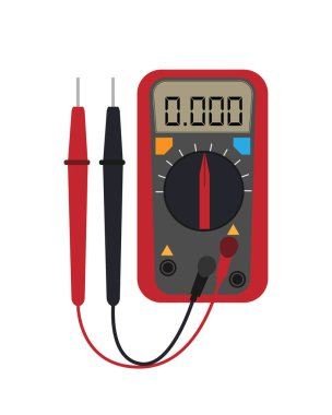 Digital multimeter. Electrical measuring instrument: voltage, amperage, ohmmeter, power. Flat style. clipart