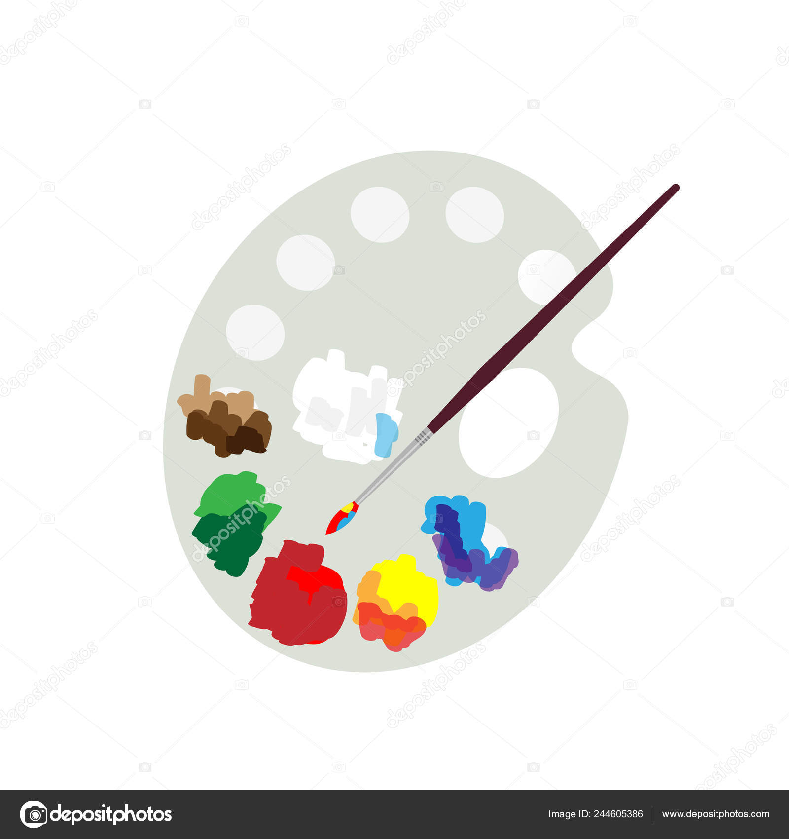 Artist Stock Photo - Download Image Now - Artist's Palette, Paintbrush,  White Background - iStock