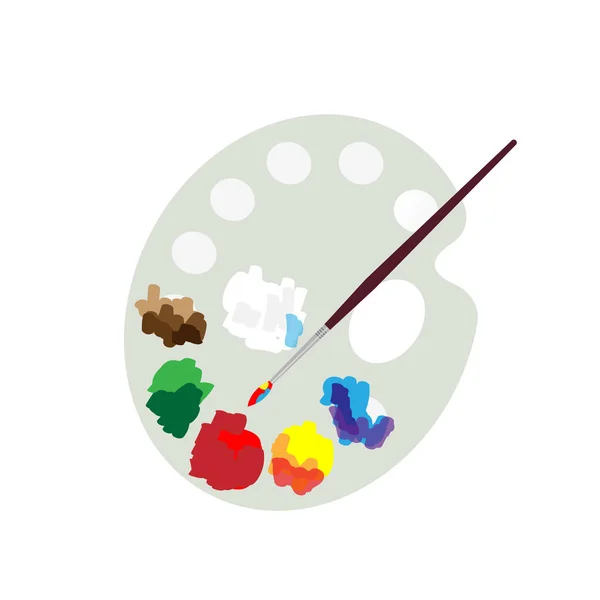 Цветовая палитра и кисть, плоский дизайн иконы художника. Вектор . — стоковый вектор