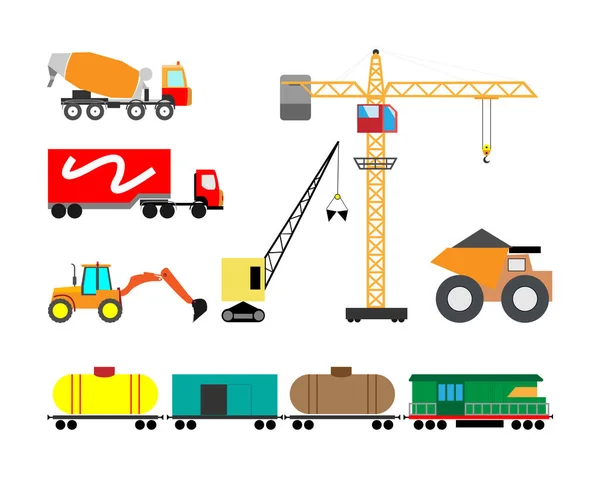 Conjunto de iconos de máquinas de construcción pesada. Ilustración vectorial de maquinaria y equipo pesado . — Vector de stock