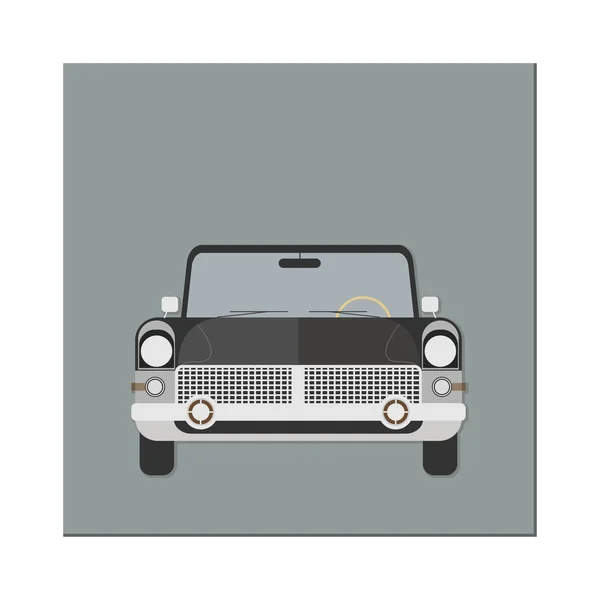 Coche retro. Vista frontal. Limusina. Ilustración vectorial. Diseño plano — Vector de stock