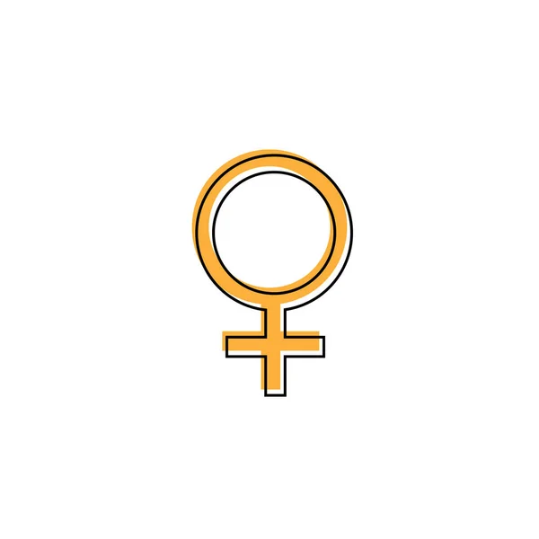 Une icône du sexe féminin. Icône de genre orange. Vénus signe sur fond blanc. Illustration vectorielle — Image vectorielle