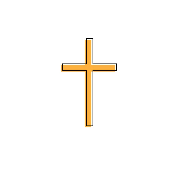 Christian cross Yellow icon on white background. — Stock Vector