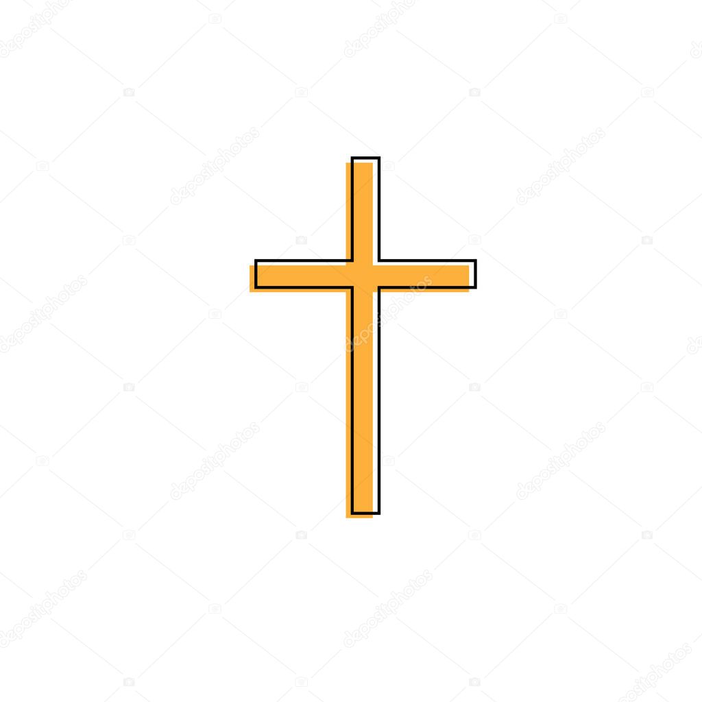 Christian cross Yellow icon on white background.