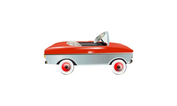 Childrens pedaal auto. vector illustratie. Witte geïsoleerde achtergrond. — Stockvector