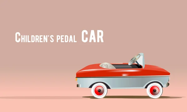 Coche de pedal para niños. Ilustración vectorial. Fondo rosa . — Vector de stock