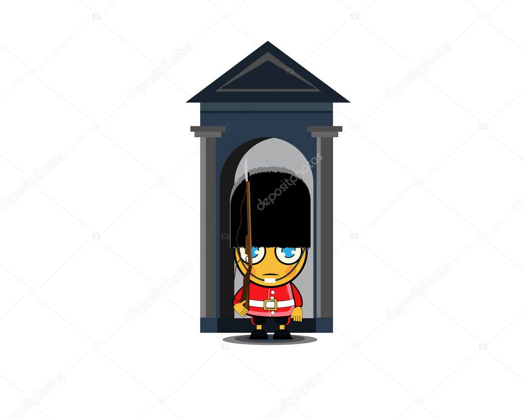 Soldier of the royal guard. Guardian of Buckingham Palace. Vector illustration.