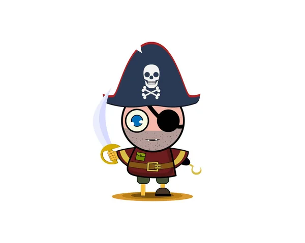 Ένα αγόρι με στολή πειρατή. Απεικόνιση διανυσματικών φορέων — Διανυσματικό Αρχείο